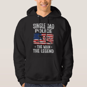 Mens Retro Us Flag Father's Day Single Dad Police Hoodie