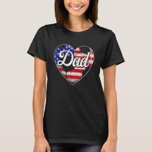 Mens Retro Usa Flag Heart Soccer Dad Father's Day T-Shirt