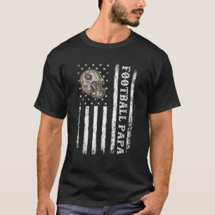 Mens Retro Vintage American Flag Football Papa Fat T-Shirt