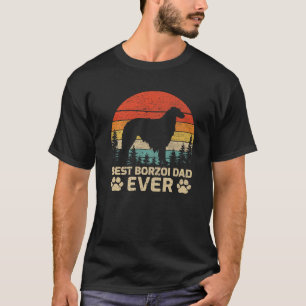 Mens Retro Vintage Best Borzoi Dad Ever Father s D T-Shirt