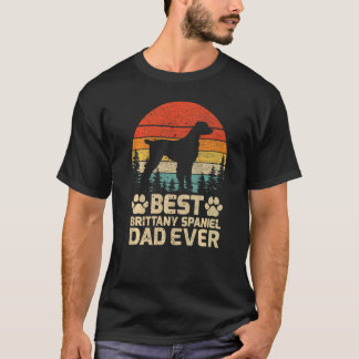Mens Retro Vintage Best Brittany Spaniel Dad Ever  T-Shirt