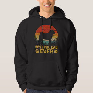Mens Retro Vintage Best Pug Dad Ever Father's Day Hoodie