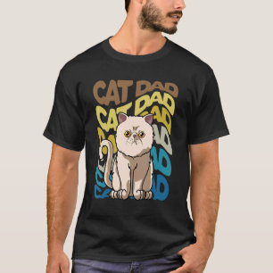 Mens Retro Vintage  Cat Exotic Shorthair Cat Dad D T-Shirt