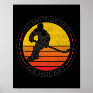 Mens Retro Vintage Ice Hockey Funny Hockey Player Poster