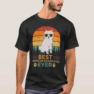 Mens Retro Vintage Sunset Best American Eskimo Dad T-Shirt