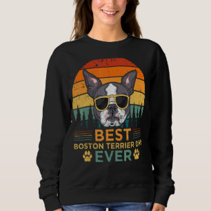 Mens Retro Vintage Sunset Best Boston Terrier Dad Sweatshirt