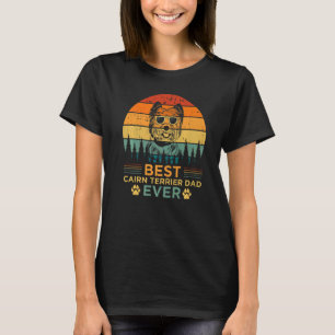 Mens Retro Vintage Sunset Best Cairn Terrier Dad F T-Shirt