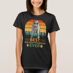 Mens Retro Vintage Sunset Best Irish Wolfhound Dad T-Shirt