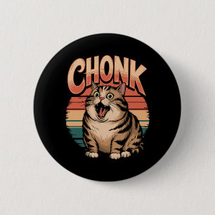 Mens Retro Vintage Sunset Funny Cat Meme Chonk Cat 6 Cm Round Badge