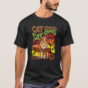 Mens Retro Vintage Thanksgiving Maine Coon Cat Dad T-Shirt