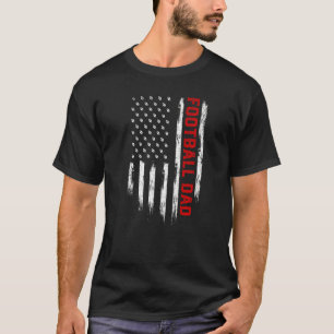 Mens Retro Vintage Usa American Flag Football Dad  T-Shirt