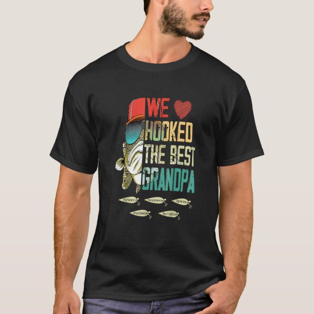 Mens Retro We Hooked The Best Grandpa Fisherman Fa T-Shirt (Front)