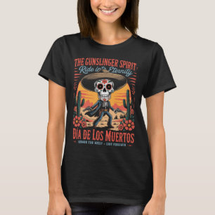 Mens Retro Wild West Cowboy Skeleton Día De Los T-Shirt