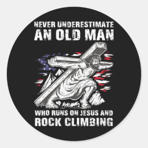Mens Rock Climbing Dad Christian Climber Grandpa  Classic Round Sticker