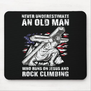 Mens Rock Climbing Dad Christian Climber Grandpa Mouse Pad