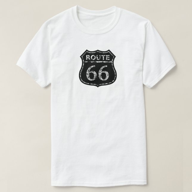 Men's ROUTE 66 BLACK GRUNGE SIGN Ringer T-Shirt (Design Front)