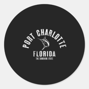 Mens rt Charlotte Florida FL Retro Vintage Beach Classic Round Sticker