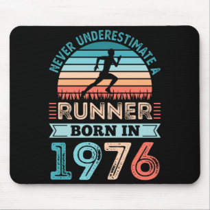 Mens Runner Born In 1976 50th Birthday Running Mouse Pad