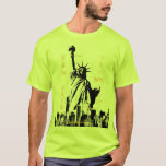 Mens Safety Green Nyc Manhattan Liberty Statue T-Shirt<br><div class="desc">Nyc Liberty Statue New York City Manhattan Modern Elegant Template Men's Basic Safety Green T-Shirt.</div>