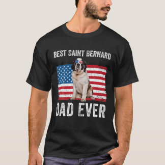 Mens Saint Bernard Dad American Flag St Bernard Do T-Shirt