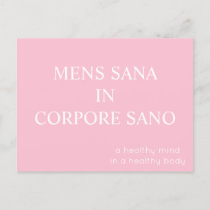 Mens Sana In Corpore Sano Postcard - Pink