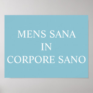 Mens Sana In Corpore Sano Print - Turquoise