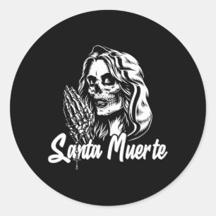 Mens Santa Muerte Calavera Mexico Skeleton Skull Classic Round Sticker