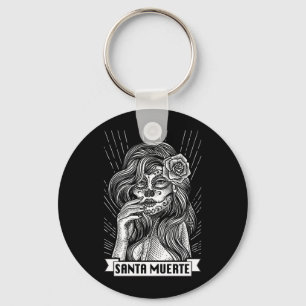 Mens Santa Muerte Female Deity Satanic Mexican Key Ring