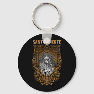 Mens Santa Muerte Mexican Female Deity Sugar Skull Key Ring