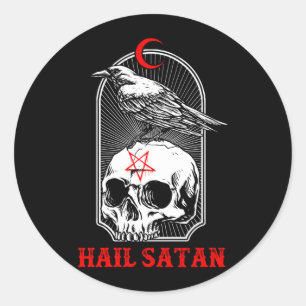 Mens Satan Satanic Skull Government Agencyth Classic Round Sticker