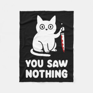 Mens Saw Nothing Black Cat Funny Halloween Fleece Blanket
