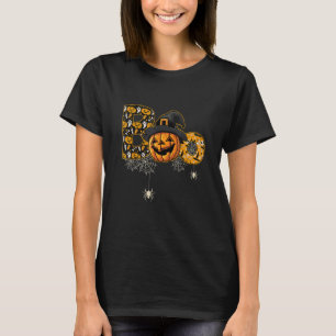 Mens Scary Halloween Boo Owl With Spider Bat Pumpk T-Shirt