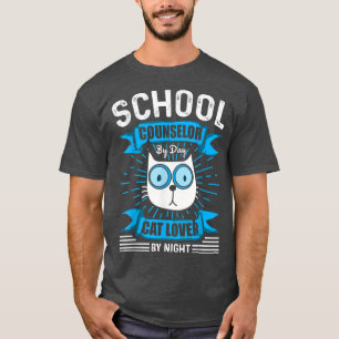 Mens School Counsellor By Day Cat Lover By Night S T-Shirt