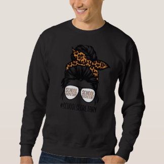 Mens School Secretary Life Messy Bun Leopard Hair  Sweatshirt