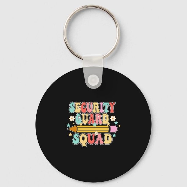 Mens school security guard team cool retro back to key ring (Front)