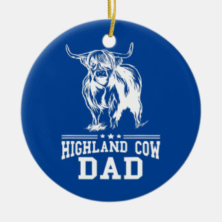 Mens Scottish Highland Cow Dad Farmer Father Ceramic Ornament
