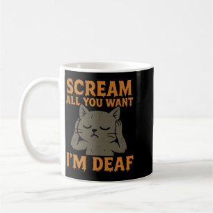 Mens Scream Want Deaf Black Cat Funny Halloween Coffee Mug