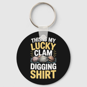 Mens Seashell Clam Digger Seafood This is Lucky Key Ring