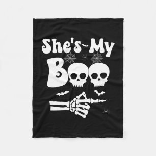 Mens she’s boo skeleton couples matching couple fleece blanket