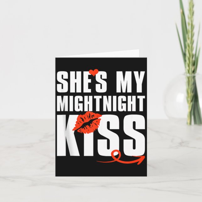 Mens She's My Midnight Kiss Happy New Year Matchin Card (Front)