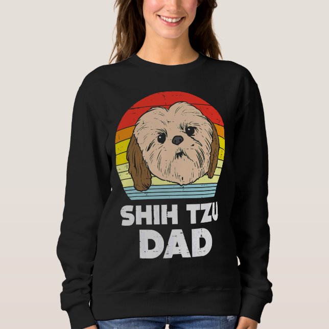 Mens Shih Tzu Face Dad Sunset Retro Pet Dog  Owner Sweatshirt (Front)
