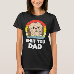 Mens Shih Tzu Face Dad Sunset Retro Pet Dog  Owner T-Shirt
