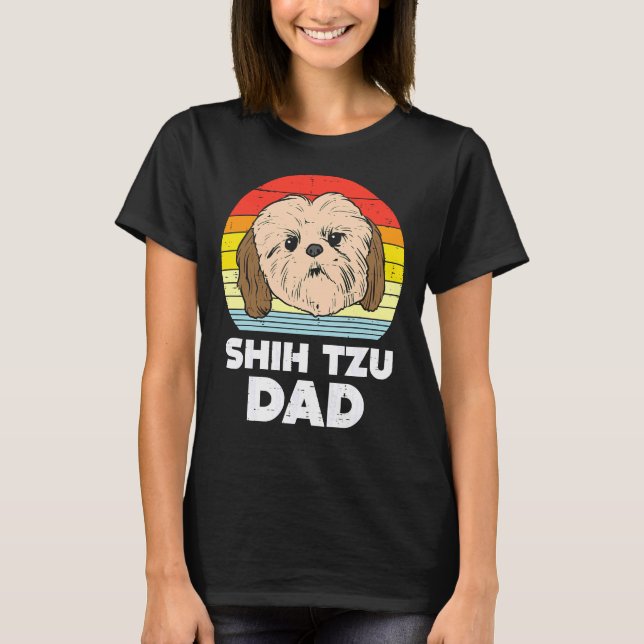 Mens Shih Tzu Face Dad Sunset Retro Pet Dog  Owner T-Shirt (Front)