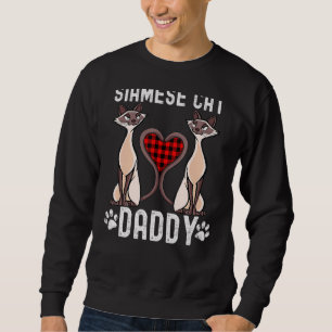 Mens Siamese Cat Daddy Plaid Heart Kitten Dad Cat Sweatshirt