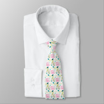 Men's silk tie, flowers, pastels