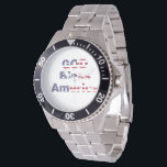Men's Silver Heritage Diver Watch - Bold God Bless<br><div class="desc">Command your day with a timepiece that reflects your unwavering strength and national pride. This masculine silver-tone watch features a classic diver-style bezel surrounding an expertly designed 'God Bless America' dial. The striking red, white, and blue typography stands out against the clean background, making it a powerful accessory for the...</div>