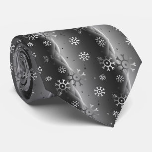 Men's Silver Snowflake Christmas Neck Tie
