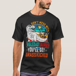 Mens  Single Dadsaurus Dinosaur Rex Vintage Father T-Shirt