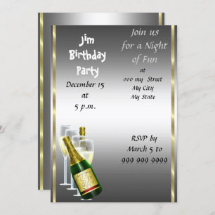Mens Siver Birthday Party Invitation