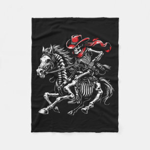 Mens Skeleton Cowboy Riding Horse Halloween Rider Fleece Blanket